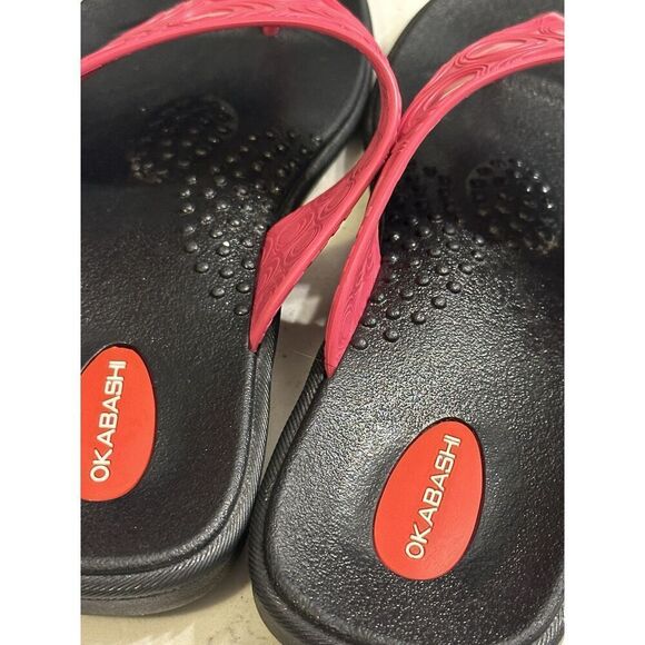 OKABASHI Women Flip-Flop Orthopedic Sandal Pink Red M/L Size 8-9 Vegan Fast Ship - Picture 4 of 10